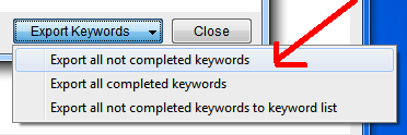 exporting non complete keywords